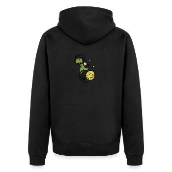 Dinosaurier - Unisex Premium Bio Zip Hoodie - Schwarz - Hinten - Nico (187cm)