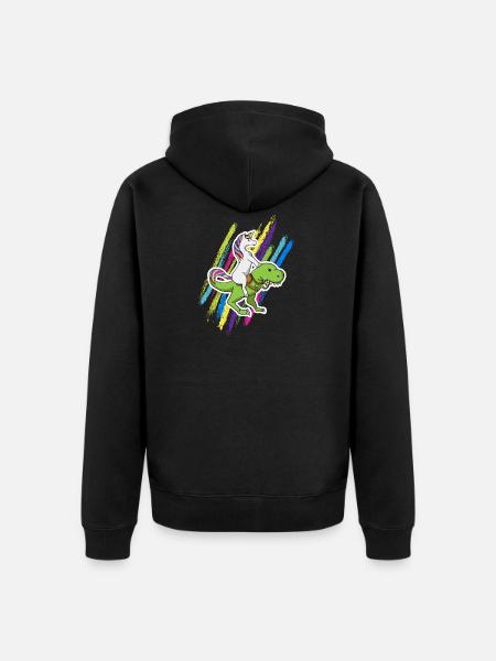 Einhorn Dinosaurier unicorn riding dino Geschenk - Unisex Premium Bio Zip Hoodie - Schwarz