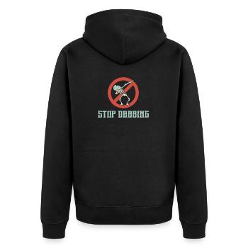 Dab anti dabbing Stop dabben Hater lustig - Unisex Premium Bio Zip Hoodie - Schwarz - Hinten - Nico (187cm)