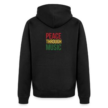 Friedens- und Musikgeschenk für coole Chefs - Unisex Premium Bio Zip Hoodie - Schwarz - Hinten - Nico (187cm)