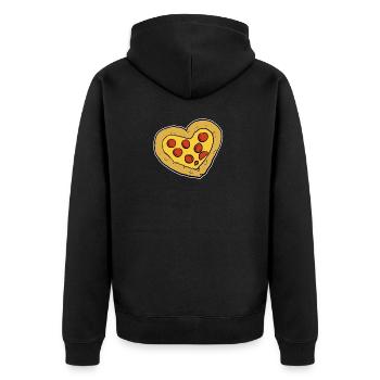 Pizza Herz Salami Liebe Fast Food Pizza Lieferung - Unisex Premium Bio Zip Hoodie - Schwarz - Hinten - Nico (187cm)
