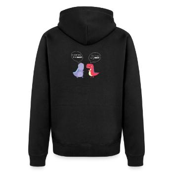 Paare Liebe Valentinstag Geschenk Dino T-Rex - Unisex Premium Bio Zip Hoodie - Schwarz - Hinten - Nico (187cm)
