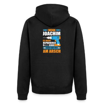 JOACHIM Name Geschenk Reparatur reparieren - Unisex Premium Bio Zip Hoodie - Schwarz - Hinten - Nico (187cm)