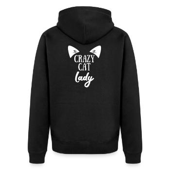 Verrückte Katzen Lady - Katze - Geschenk - Unisex Premium Bio Zip Hoodie - Schwarz - Hinten - Nico (187cm)
