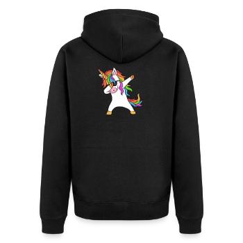 Tamponner licorne tamponner licorne douce drôle danse - Veste à capuche bio Premium Unisexe - noir - Dos - Nico (187cm)
