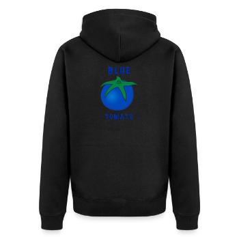 blue tomato - funny motif with blue tomato - Unisex Premium Organic Zip Hoodie - black - Back - Nico (187cm)