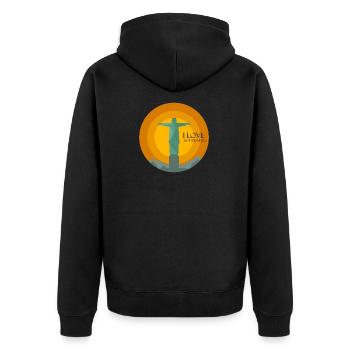 I love Rio de Janeiro - Unisex Premium Bio Zip Hoodie - Schwarz - Hinten - Nico (187cm)