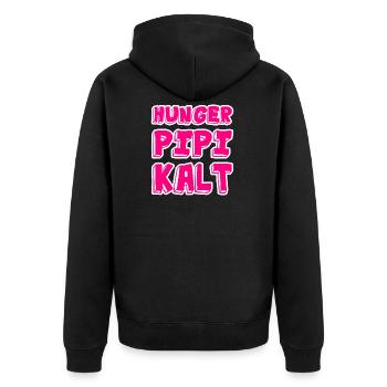 Hunger Pipi Kalt - Unisex Premium Bio Zip Hoodie - Schwarz - Hinten - Nico (187cm)