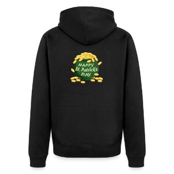 Happy St. Patricks Day - Irischer Nationalfeiertag - Unisex Premium Bio Zip Hoodie - Schwarz - Hinten - Nico (187cm)