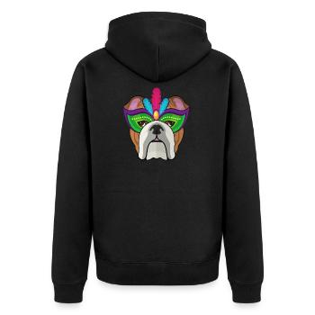I love English Bulldog gift Carnival Fa - Unisex Premium Organic Zip Hoodie - black - Back - Nico (187cm)
