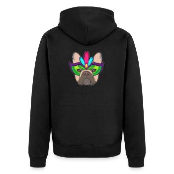 I love French Bulldog Gift Carnival - Unisex Premium Organic Zip Hoodie - black - Back - Nico (187cm)