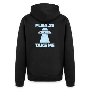 Alien - Kidnapping - Take - away - UFO - Gift - Unisex Premium Organic Zip Hoodie - black - Back - Nico (187cm)