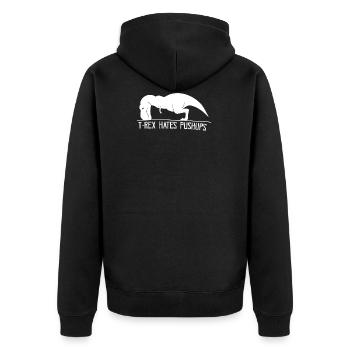 T-Rex don't like pushups - Unisex Premium Organic Zip Hoodie - black - Back - Nico (187cm)