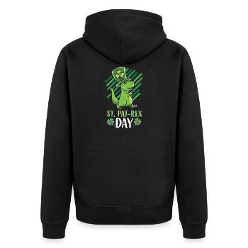 St Patricks tenue de jour T-Rex cadeau Bière Irlande - Veste à capuche bio Premium Unisexe - noir - Dos - Nico (187cm)