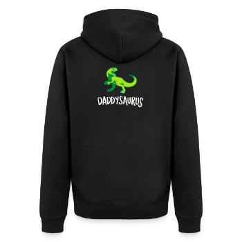 Daddysaurus, Best Dad , First Time Dad , Dad's Day - Unisex Premium Bio Zip Hoodie - Schwarz - Hinten - Nico (187cm)