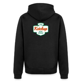 I PUT KETCHUP ON MY KETCHUP - Unisex Premium Organic Zip Hoodie - black - Back - Nico (187cm)
