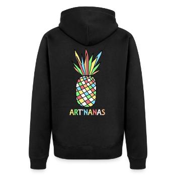 multicolored pineapple - Unisex Premium Organic Zip Hoodie - black - Back - Nico (187cm)