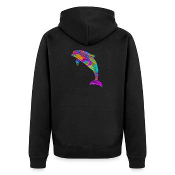 Dolphin gift aquatic mammal fish - Unisex Premium Organic Zip Hoodie - black - Back - Nico (187cm)