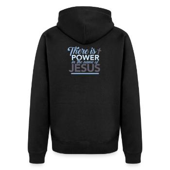 There Is Power In The Name Of Jesus T Shirt Gift - Veste à capuche bio Premium Unisexe - noir - Dos - Nico (187cm)