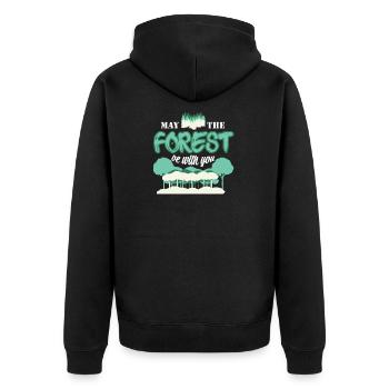 Wald Natur Förster - Unisex Premium Bio Zip Hoodie - Schwarz - Hinten - Nico (187cm)