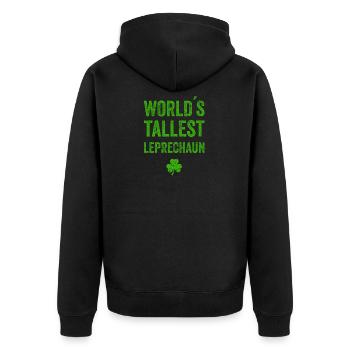 Leprechaun St. Patricks Day T Shirt Kobold - Unisex Premium Bio Zip Hoodie - Schwarz - Hinten - Nico (187cm)
