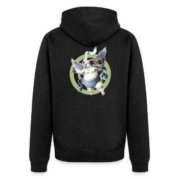 Bad-Beerdrinking-Angel - Unisex Premium Bio Zip Hoodie - Schwarz - Hinten - Nico (187cm)