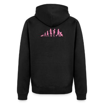 Evolution - Femme - Humour - Cadeau - Enfant - Veste à capuche bio Premium Unisexe - noir - Dos - Nico (187cm)
