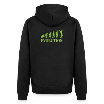 Evolution - Golf - Lustig - Fun - Geschenk - Unisex Premium Bio Zip Hoodie - Schwarz - Hinten - Nico (187cm)