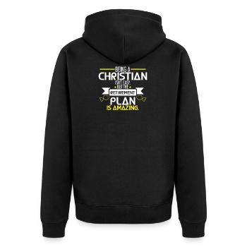 LE PLAN DE RETRAITES - RETRAITES - CHRISTIAN - Veste à capuche bio Premium Unisexe - noir - Dos - Nico (187cm)