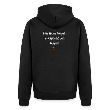 Der frühe Vogel Spruch lustig Wurm Geschenk - Unisex Premium Bio Zip Hoodie - Schwarz - Hinten - Nico (187cm)