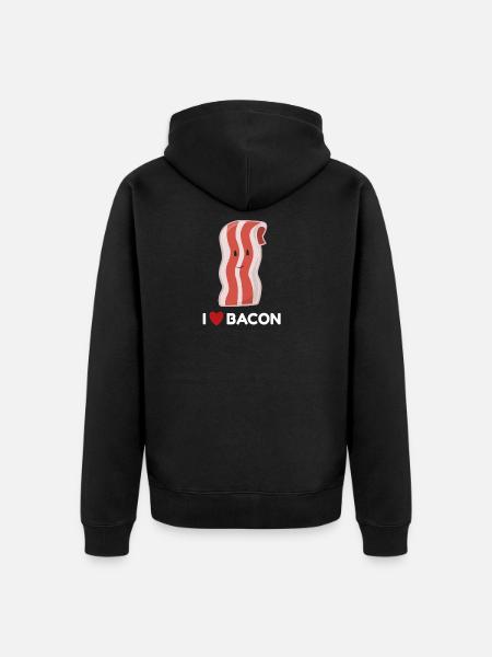 I love bacon - Unisex Premium Organic Zip Hoodie - black