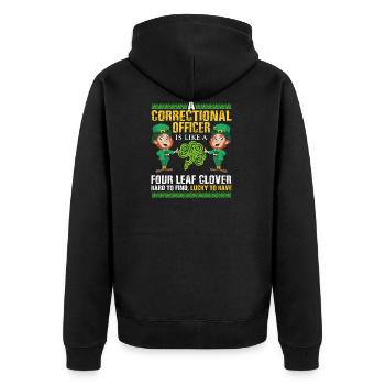 Funny St Patrick's Correctional Officer - Unisex Premium Bio Zip Hoodie - Schwarz - Hinten - Nico (187cm)