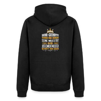 JUSTIZWACHTMEISTER Beruf Geschenk Majestät Spruch - Unisex Premium Bio Zip Hoodie - Schwarz - Hinten - Nico (187cm)