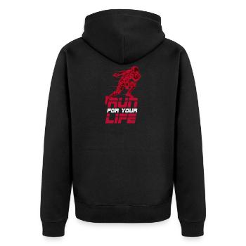 American Football Touchdown Geschenk Geburtstag - Unisex Premium Bio Zip Hoodie - Schwarz - Hinten - Nico (187cm)