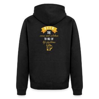 Bière - Bière - buveurs de bière - verre de bière - problème - Veste à capuche bio Premium Unisexe - noir - Dos - Nico (187cm)