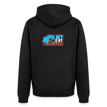 the sky is my playground - Unisex Premium Bio Zip Hoodie - Schwarz - Hinten - Nico (187cm)