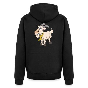Ziege Ziegenbock - Unisex Premium Bio Zip Hoodie - Schwarz - Hinten - Nico (187cm)