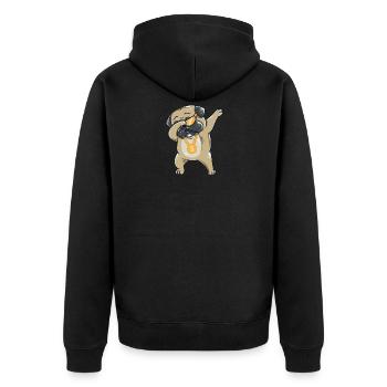 Pug Life Mops Geburtstag Geschenk dab dabbing Tanz - Unisex Premium Bio Zip Hoodie - Schwarz - Hinten - Nico (187cm)