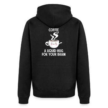 Café - cerveau - buveurs de café - Cadeau - Veste à capuche bio Premium Unisexe - noir - Dos - Nico (187cm)