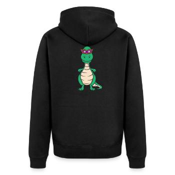 Dinosaurier T-Rex Karneval Fasching Geschenk - Unisex Premium Bio Zip Hoodie - Schwarz - Hinten - Nico (187cm)