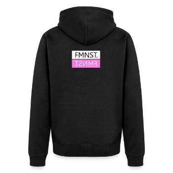 Feminist - FMNST. Design Statement & Gift Idea - Unisex Premium Organic Zip Hoodie - black - Back - Nico (187cm)