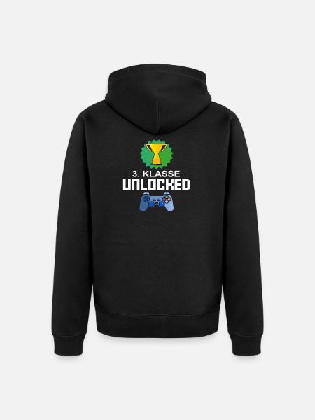Niveau Unlocked 3. klasse gamer gaming gave - Premium økologisk unisex-hættejakke - sort