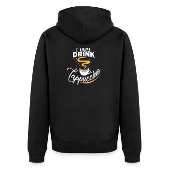 Ich trinke nur Cappuccino - Unisex Premium Bio Zip Hoodie - Schwarz - Hinten - Nico (187cm)