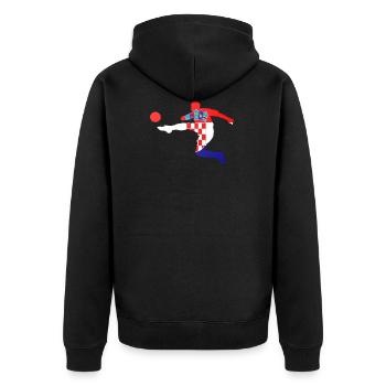 Fußball Bundesliga Sport Kroatien Flagge Spieler - Unisex Premium Bio Zip Hoodie - Schwarz - Hinten - Nico (187cm)