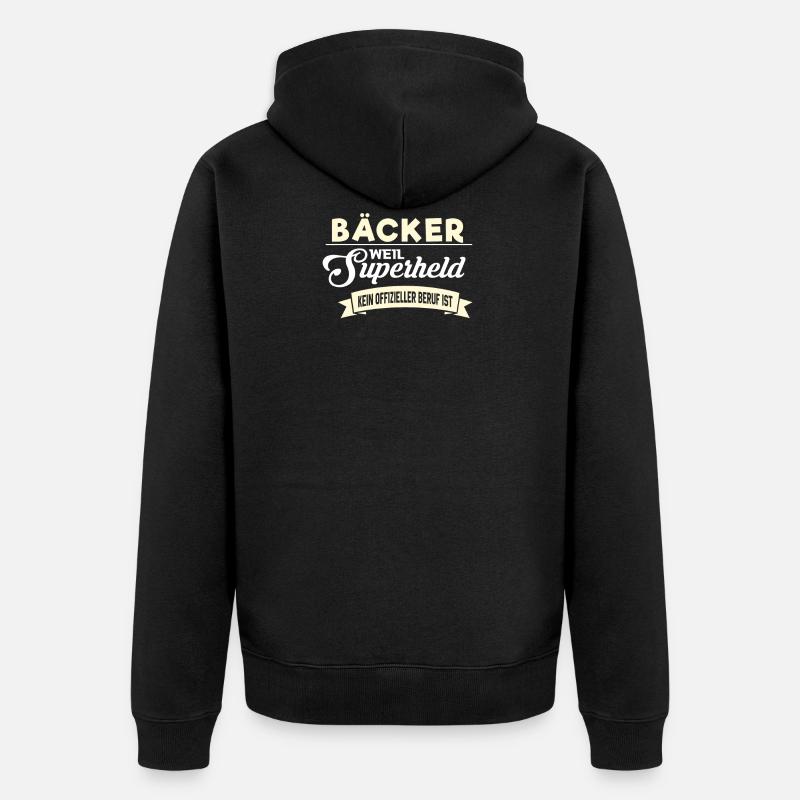 Superheld Beruf Bäcker - Unisex Premium Bio Zip Hoodie - Schwarz