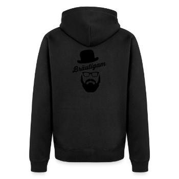Bräutigam, Polterabend, Groom - Unisex Premium Bio Zip Hoodie - Schwarz - Hinten - Nico (187cm)