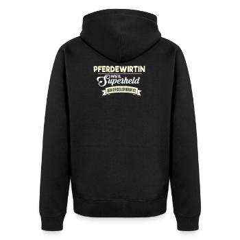 Superheld Beruf Pferdewirtin Geschenk Idee - Unisex Premium Bio Zip Hoodie - Schwarz - Hinten - Nico (187cm)