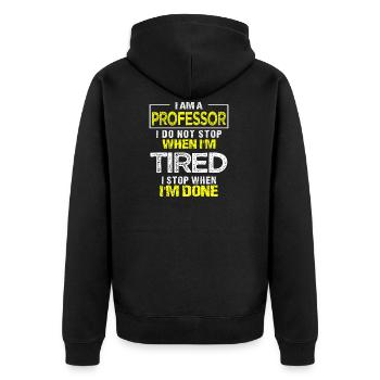 Professor Geschenk Professorin Universität Prof - Unisex Premium Bio Zip Hoodie - Schwarz - Hinten - Nico (187cm)