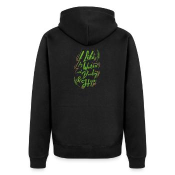 I Like My Water with Barley & Hops - Bier Liebe - Unisex Premium Bio Zip Hoodie - Schwarz - Hinten - Nico (187cm)