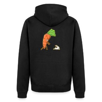 Ostern Cartoon Karotte Hase Osterhase Geschenk - Unisex Premium Bio Zip Hoodie - Schwarz - Hinten - Nico (187cm)